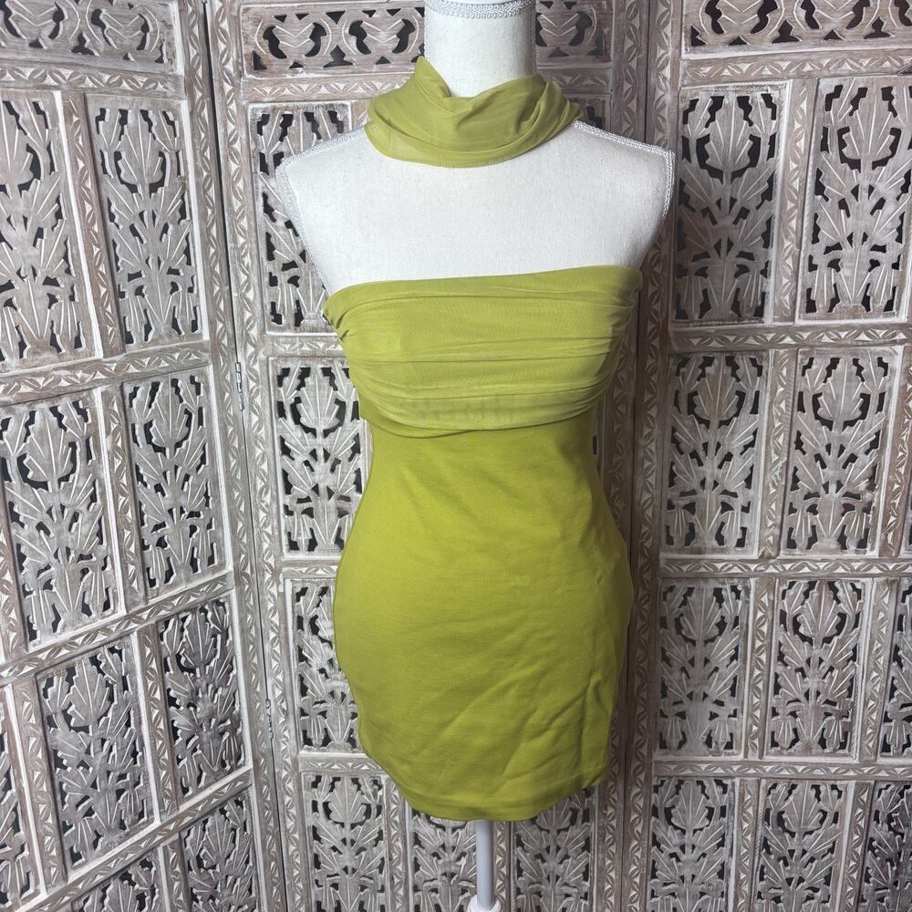 superdown NWT Felina Mini Dress in Chartreuse Short Sleeveless Crepe Dress S